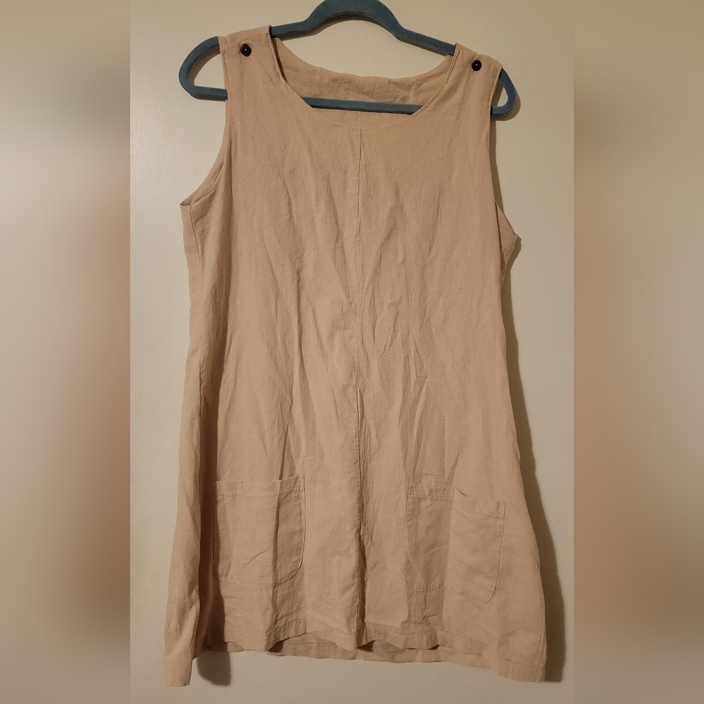 Sleeveless Beige Tunic Dress